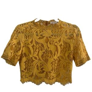 Elegant Yellow Lace Crop Top
